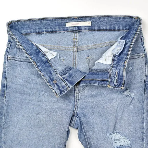 Levi's 711 Skinny Distressed Jeans 25 - Picture 5 of 7